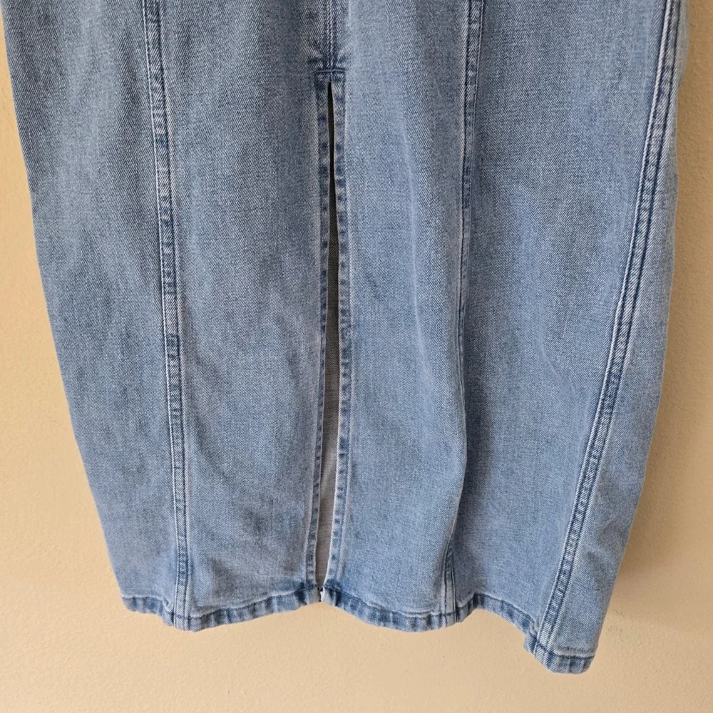 Abercrombie‎ & Fitch Denim Midi Dress Blue Square Neck XSP Petite Bodycon